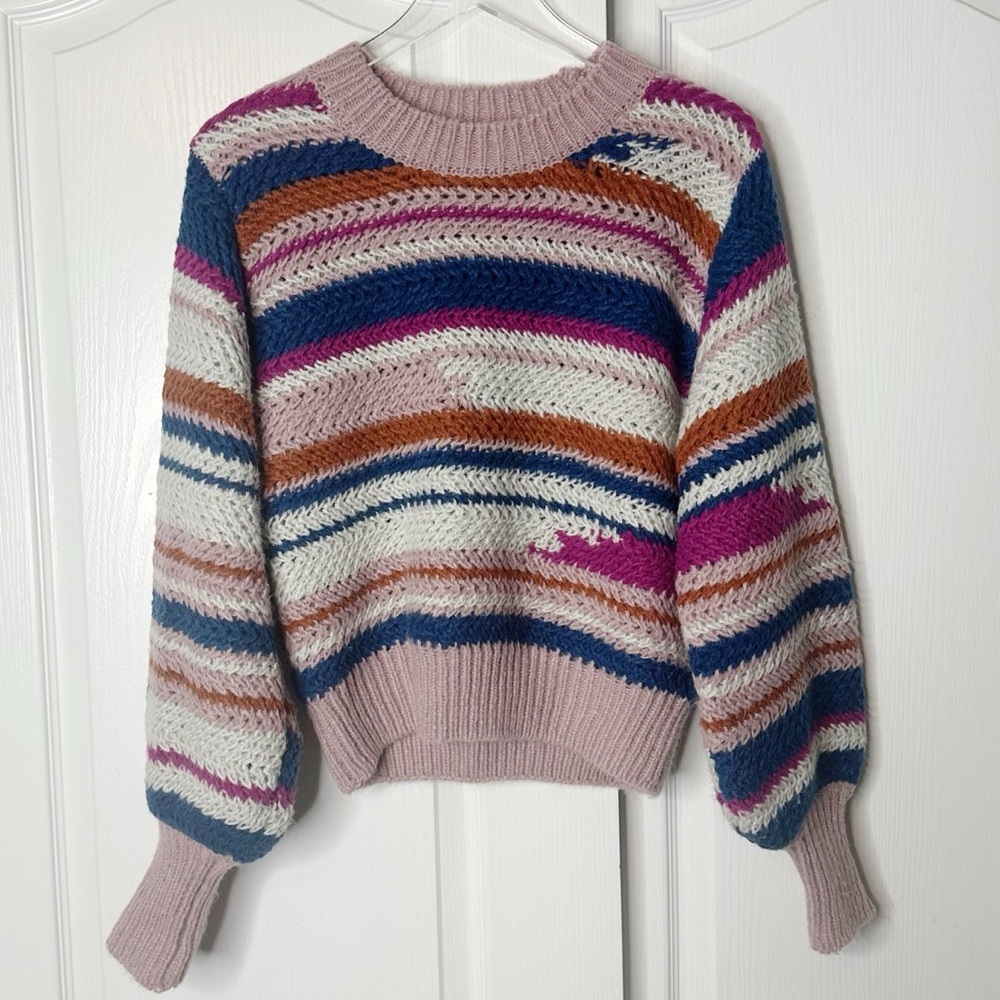 Z SUPPLY Ashville Striped Balloon Sleeve Striped Sweater Size Small - Picture 5 of 15